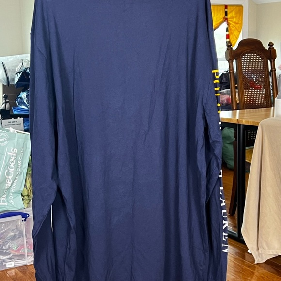MENS POLO RALPH LAUREN LS TSHIRT BLUE WITH EXTRA LARGE LOGO SZ LT NWT - Picture 7 of 7